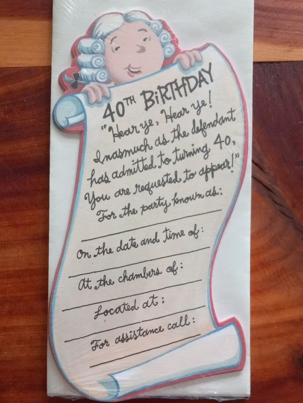 Vintage 40th Birthday Courtroom Subpoena Invitations 2 Packs